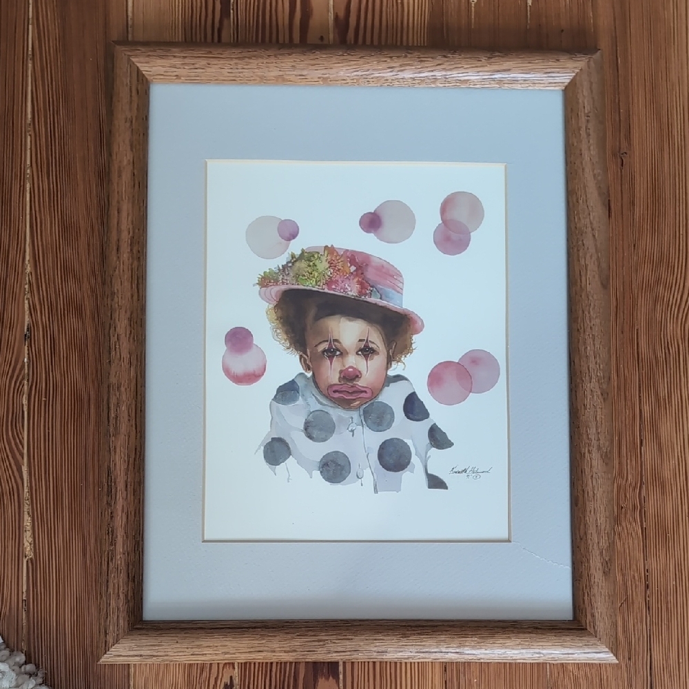 Dominique the Clown Art with Pink and Black Accents